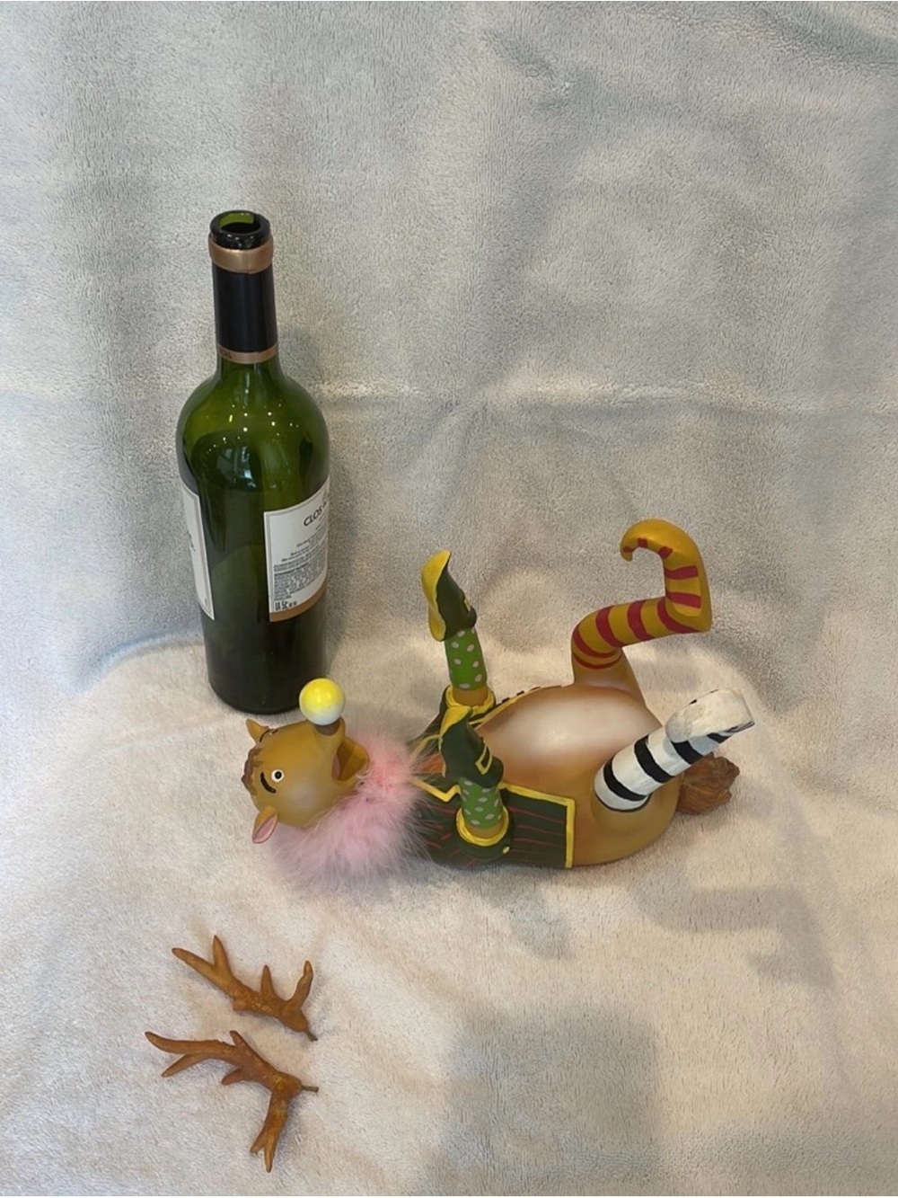 Whimsical Reindeer Wine Bottle Holder in Green - Picture 7 of 8